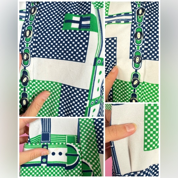 Vintage 70s 1970s Poly Knit Short Sleeve Novelty Print Shirtwaist Dress - Picture 8 of 10